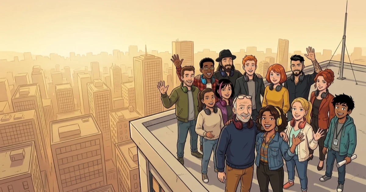 An AI radio station that draws a live comic of its hosts' thoughts